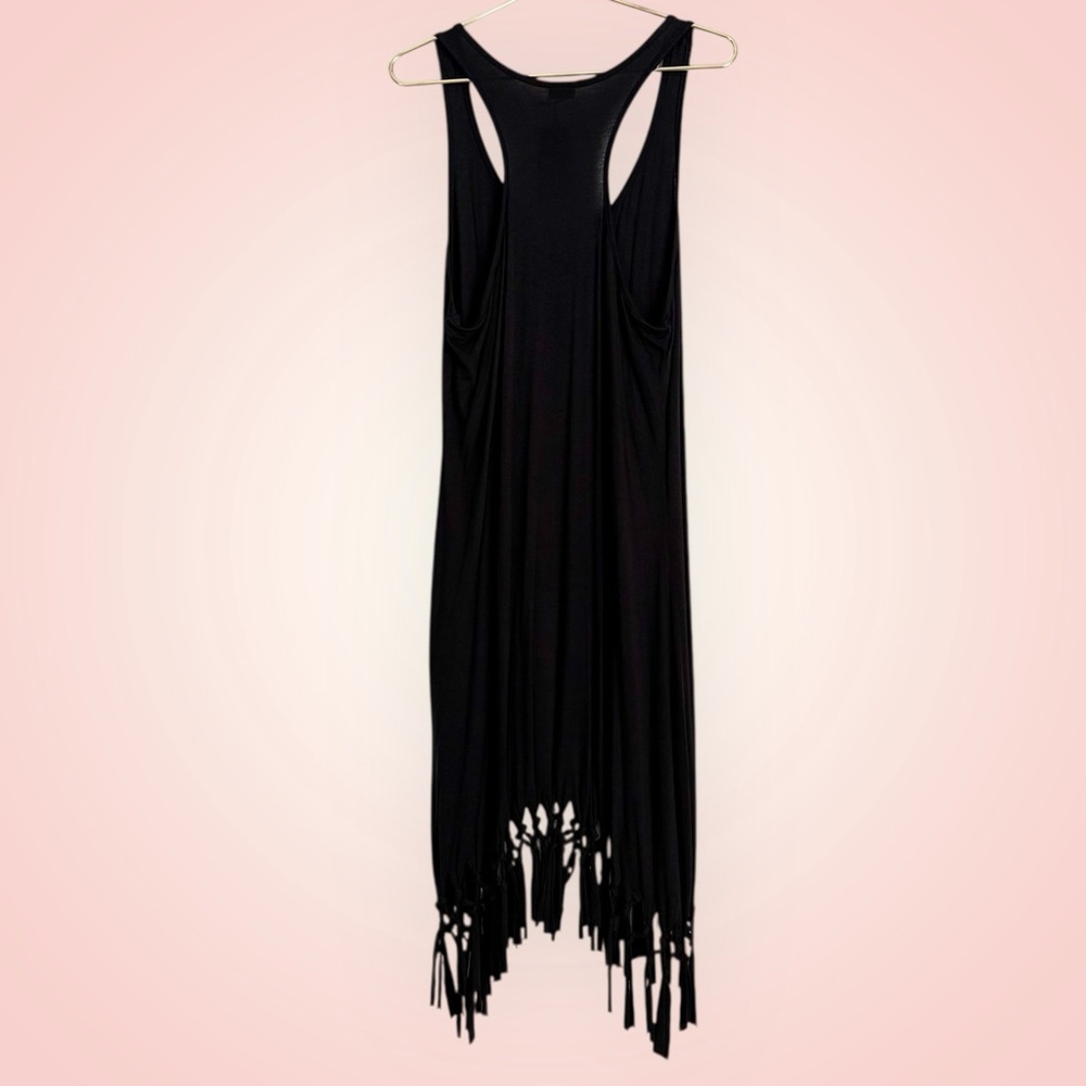 LASCANA for Venus Fringe Hem Beach Dress Women’s Size 8 Black NWT - Picture 4 of 12
